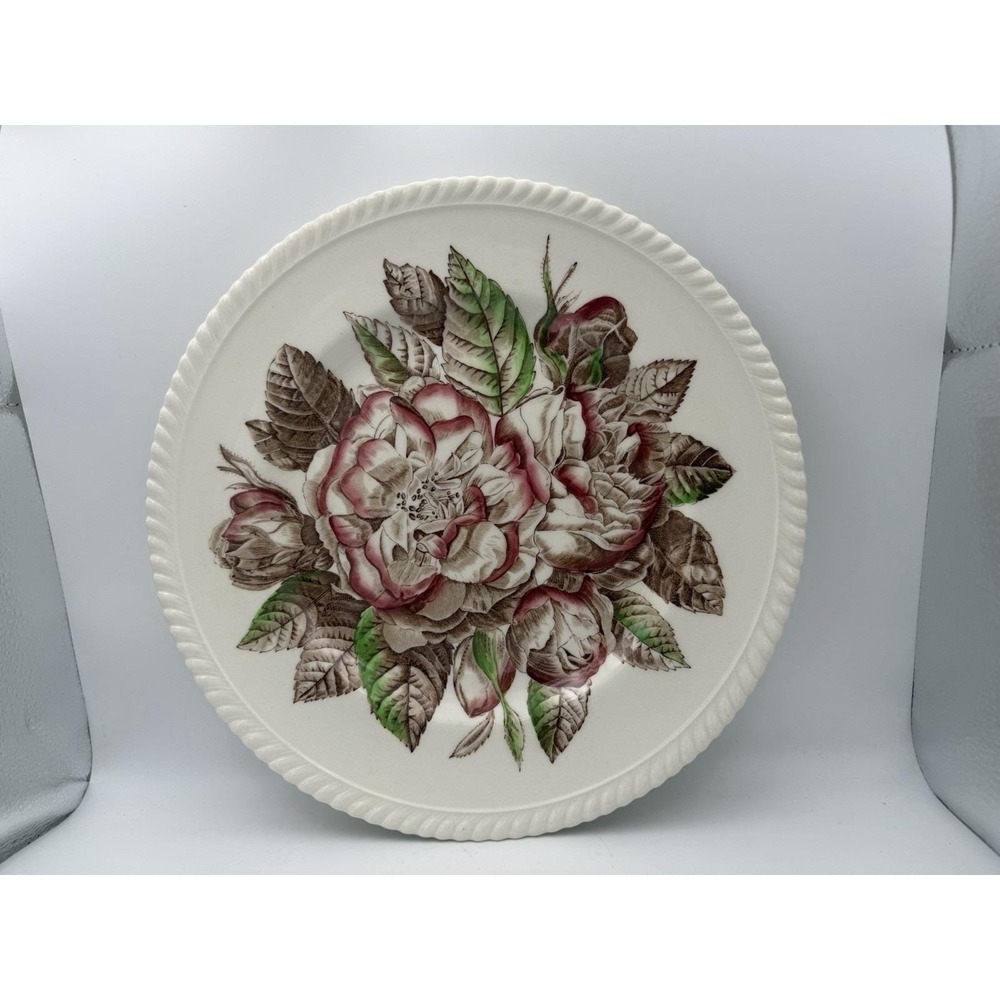 Johnson Bros Old Flower Prints Rose Dinner Plate 10.5" England Vintage